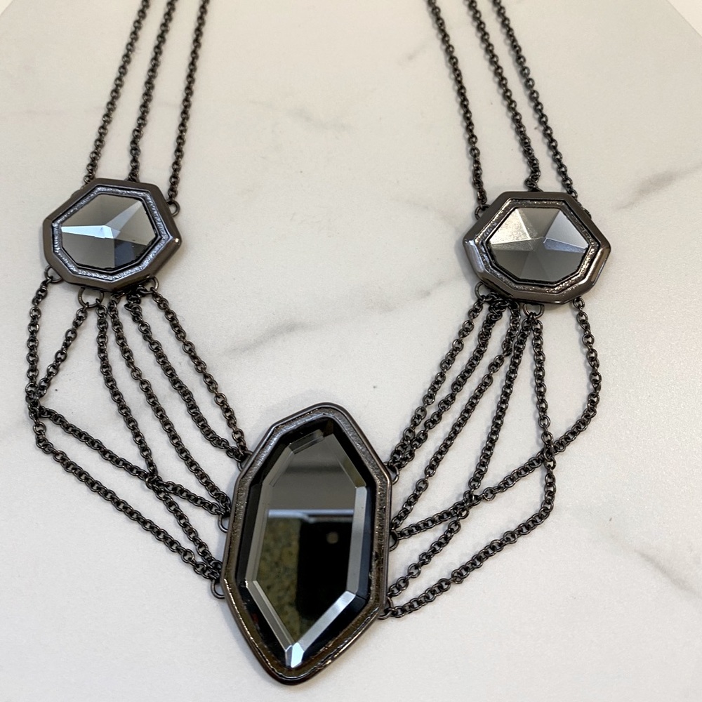 Geometric Black Glass Gem Necklace